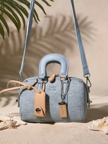 Tropiscape Cartera portátil de mujer con diseño gráfico de letra de unicolor de payaso clásico, bolso con asa doble con forma de almohada, elegante bolso de negocios para ir al trabajo, adecuado para compras, viajes, fiestas y otras ocasiones, bolsos elegantes de estilo cottage core para damas, atuendo de verano - Azul - Ver 3