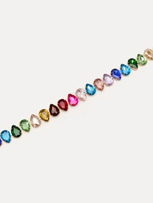 TuEzra 1pc Multicolor Rhinestone Water Drop Shaped Heart Style Necklace For Women (Random Color) Valentines,Mom,Mother,Mother's Day,Gift - Multicolor - View 4