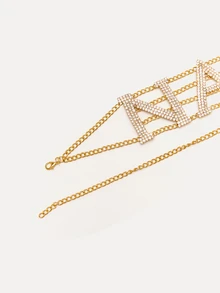 TuEzra 1 Pieza Collar De Moda Con Letras Atrevidas Y Decoración De Diamantes De Imitación Para Joyería Sexy De Fiesta De Mujeres - Dorado - Ver 6
