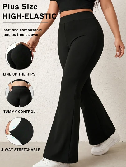 Women's Butt Lifting Slimming Seamless High Waist Flare Yoga Pants Black Spring