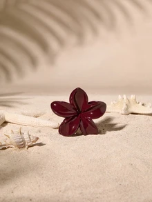 Tropiscape 4 piezas/1 pieza Pinzas para el cabello de mujer de 8 cm de diámetro con forma de flor de hibisco transparente de color blanco y vino tinto, color aleatorio, ligeras, elegantes, minimalistas, de unicolor, adecuadas para uso diario, casual, fiesta, playa, peinado, maquillaje, accesorio de vestir, accesorios de moda para el cabello de mujer, pinza de verano, esencial de vacaciones, Cottagecore, atuendo de verano - Multicolor - Ver 3