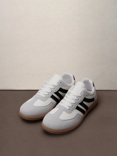Hatastic Color Block Sneakers - Color Block Casual Sneakers - Lace-Up, Lightweight, Soft Sole - Walking, Skating, Daily Wear - Women's - Comfortable, Fashionable, Versatile - Step Into Style And Comfort