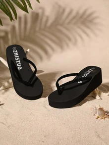 Tropiscape Women's Fashionable, Casual, Comfortable Black Color Flat Sole Slipper Sandals. Slip Resistant, Suitable For Indoor & Outdoor Use Cottagecore,SummerOutfit - Black - View 1