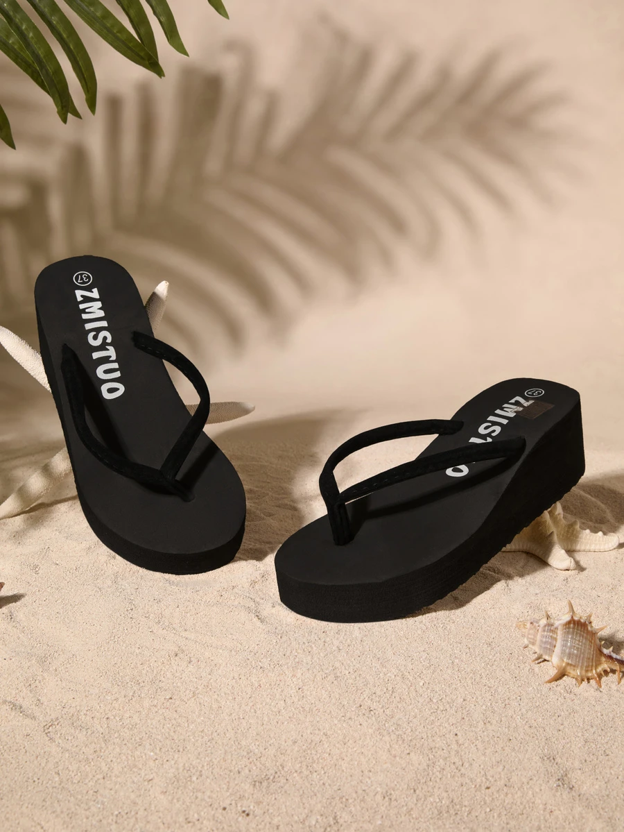 Tropiscape Women's Fashionable, Casual, Comfortable Black Color Flat Sole Slipper Sandals. Slip Resistant, Suitable For Indoor & Outdoor Use Cottagecore,SummerOutfit - Black - View 1