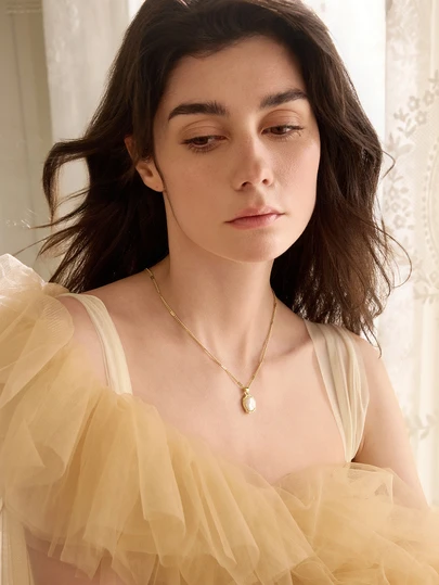 Rylithe 1PC Elegant French Baroque Faux Pearl Pendant Necklace, Vintage Style Women's Simple Daily Wear Party Jewelry, Versatile Fashion Accessory