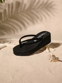 Tropiscape Women's Fashionable, Casual, Comfortable Black Color Flat Sole Slipper Sandals. Slip Resistant, Suitable For Indoor & Outdoor Use Cottagecore,SummerOutfit - Black - View 4