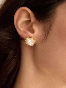 Rylithe 1 Paar asymmetrische geometrische modische einfache süße personalisierte Ohrstecker mit Kunstperlen für Frauen, Alltagsoutfit, Festivaloutfit, elegantes Outfit - Geometrie - Übersicht 2