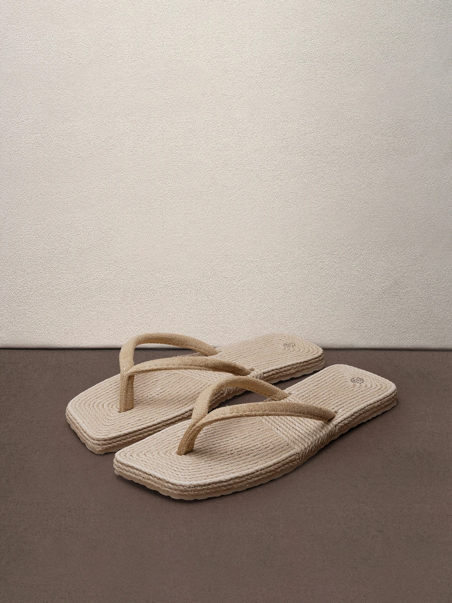 Hatastic Women's Simple Style Slipper, Solid Soft Suede Flat Flip Flops With A Thin Vamp Strap - Brown - View 1