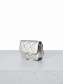 CHICVUE Túi đeo chéo mini dây xích ngọc trai thêu đính đá lấp lánh, đa năng, phong cách tối giản mùa xuân/hè, có thể đeo vai hoặc đeo dưới cánh tay. - Bạc - Xem 5