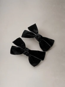 Hatastic 2pcs Black Bow Hair Clip For Women, Suitable For Daily Use Cute Tiaras Valentine's Day Valentines Claw Clips Hair Claws Hair Barrettes, School Stuff, Elegant, College, Winter Outfit For Women, Bows, Hair Accessories, Head Accessories, Hair Accessories For Women, Hairpin - Black - View 4