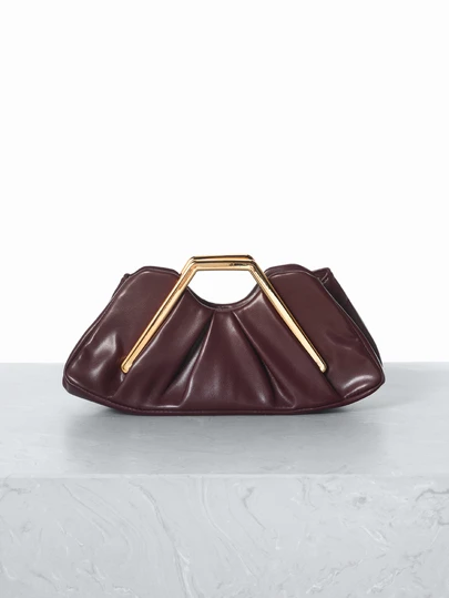 CHICVUE 高端金属褶皱云朵女士手提包，休闲百搭时尚手提包