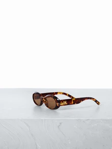 CHICVUE 1 Set Women Oval Small Frame High Quality Minimalist Fashionable Glasses(Suitable For Driving, Casual, Vacation, Party, Daily Use) For Summer Beach Vacation, Outdoor, Travel Preppy Style For Back To School - Tortoise Shell Frame Tea - View 3