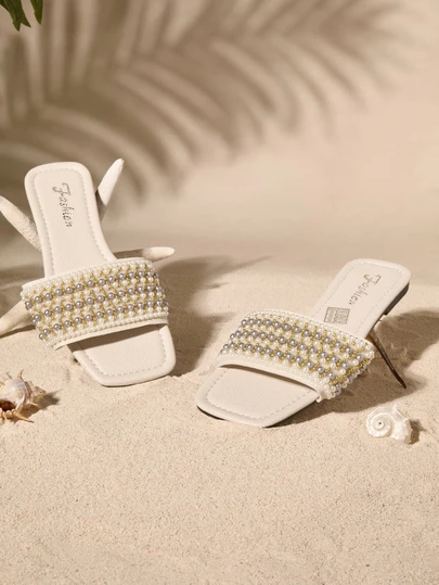 Tropiscape 加大码 41 金色女士凉鞋，春夏新款斋月平底方头凉鞋，搭配连衣裙拉长腿部线条，时尚水钻绑带拖鞋，漂亮女孩夏季沙滩拖鞋，防滑室内拖鞋，可爱女孩塑料拖鞋 43 码田园风，夏季穿搭