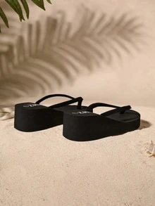 Tropiscape Women's Fashionable, Casual, Comfortable Black Color Flat Sole Slipper Sandals. Slip Resistant, Suitable For Indoor & Outdoor Use Cottagecore,SummerOutfit - Black - View 2