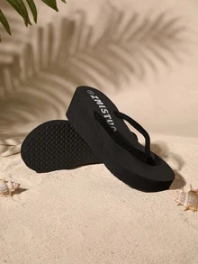 Tropiscape Women's Fashionable, Casual, Comfortable Black Color Flat Sole Slipper Sandals. Slip Resistant, Suitable For Indoor & Outdoor Use Cottagecore,SummerOutfit - Black - View 3