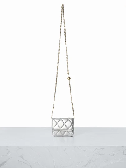 CHICVUE Spring/Summer Minimalist Versatile High-Quality Rhinestone Embroidered Pearl Chain Strap Mini Crossbody Bag, Can Be Worn As Shoulder Or Underarm Bag