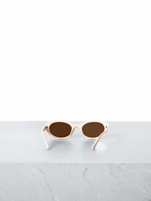 CHICVUE 1 Pair Retro Cat Eye Fashion Glasses For Women, Fashion Accessory Suitable For Summer Beach Vacation, Outdoor Activities And Travel - Brown - View 3