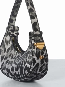 CHICVUE 迷你可爱豹纹斜挎包，女士时尚高品质轻便手提包 - 黑色 - 查看 5