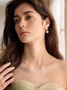 Rylithe 18K guldpläterade eleganta och söta kopparörhängen, lämpliga för vardagsbruk och sammankomster - Guld - Visa 1