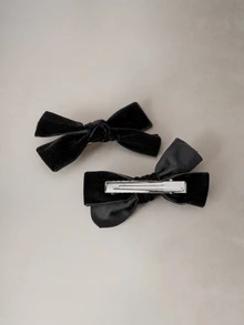 Hatastic 2pcs Black Bow Hair Clip For Women, Suitable For Daily Use Cute Tiaras Valentine's Day Valentines Claw Clips Hair Claws Hair Barrettes, School Stuff, Elegant, College, Winter Outfit For Women, Bows, Hair Accessories, Head Accessories, Hair Accessories For Women, Hairpin - Black - View 2