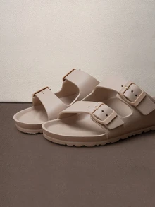 Dép xăng đan EVA quai đôi màu kaki cho nữ có khóa, chống trượt bền, mềm mại thoải mái, giảm xóc khi đi biển ngoài trời - màu nâu - Xem 2