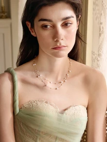 Rylithe 18K Gold Plated Stainless Steel 1pc Bead Necklace, Suitable For Daily Wear And Holiday Gift, Gifts For Friends SummerOutfit,Festival Fits,Elegant Outfit - Double Gold - View 1