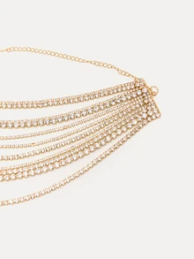 TuEzra 1 Buah Kalung Choker Pendek Mewah dan Indah dengan Rhinestone Berkilau, Kalung Choker Kristal Berlapis Mewah untuk Wanita, Kalung Rantai Rhinestone, Perhiasan Pernyataan, Hadiah Pesta Pernikahan - Emas - View 3