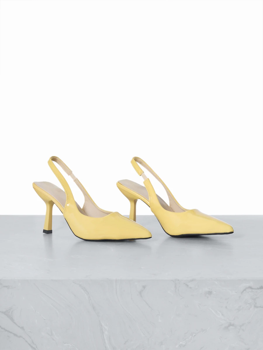 CHICVUE Women's Pointed Toe Kitten Heel Slip-On Sandals - Yellow - View 1