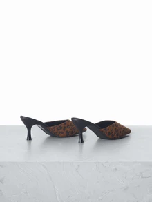 CHICVUE Leopard Print Closed Toe Slippers, Pointed Toe High Heel Sandals For Women, Slip-On Mules, New Spring Collection - Leopard - View 2