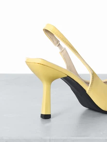 CHICVUE Women's Pointed Toe Kitten Heel Slip-On Sandals - Yellow - View 4