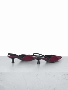 CHICVUE 秋冬女款4厘米小猫跟闭趾高跟鞋，酒红色派对礼服高跟鞋，带松紧带的套脚尖头窄跟凉鞋，优雅 - 酒紅色 - 查看 2