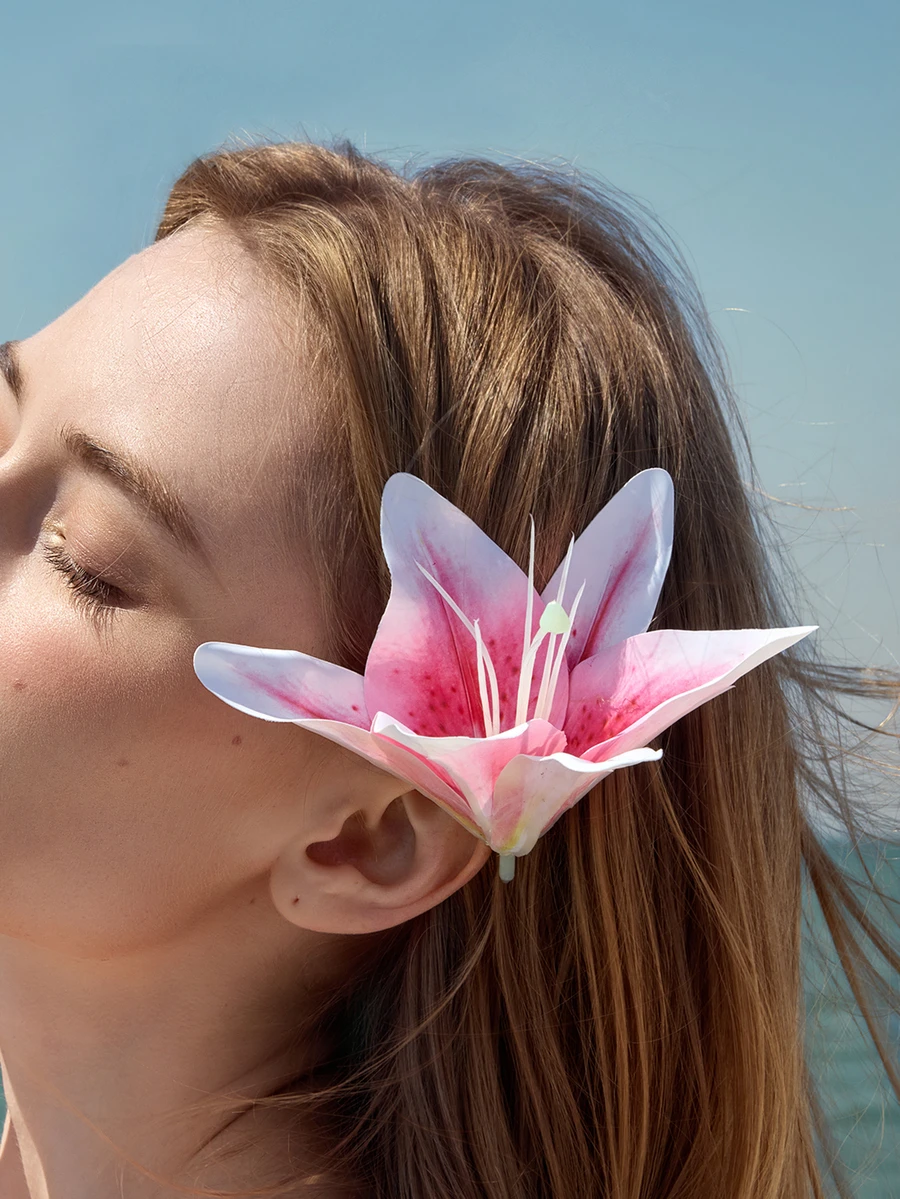 Glizzene 3 piezas Clips para el cabello con flores de lirio con lazo, Clips para el cabello con flores de lirio, Clips para el cabello con flores hawaianas, Clips para el cabello con flores artificiales para volver al colegio para mujeres, Clips para el cabello con flores de plumeria para el verano, Adecuado para fiestas de vacaciones en la playa, Accesorios para el cabello con flores tropicales de verano, Fiesta de boda, Regalo de vacaciones para mujeres, Horquilla de boda - Rosa - Ver 1