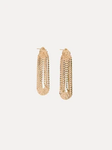 TuEzra 1pair Elegant Green Rhinestone Lightweight Long Tassel Earrings With European And American Style, Suitable For Women To Wear - Green - View 2
