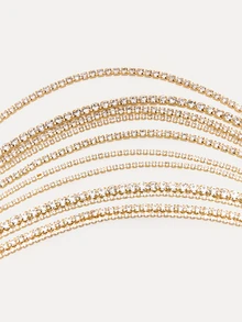 TuEzra 1 Buah Kalung Choker Pendek Mewah dan Indah dengan Rhinestone Berkilau, Kalung Choker Kristal Berlapis Mewah untuk Wanita, Kalung Rantai Rhinestone, Perhiasan Pernyataan, Hadiah Pesta Pernikahan - Emas - View 5