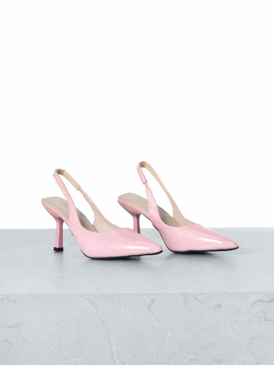 CHICVUE Women's Pointed Toe Kitten Heel Slip-On Sandals - Pink - View 1