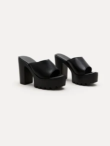 TuEzra 12cm Super High Heel Thick Sole Strap Party Sandals, Waterproof Platform Summer Outdoor Wear - Black - View 1