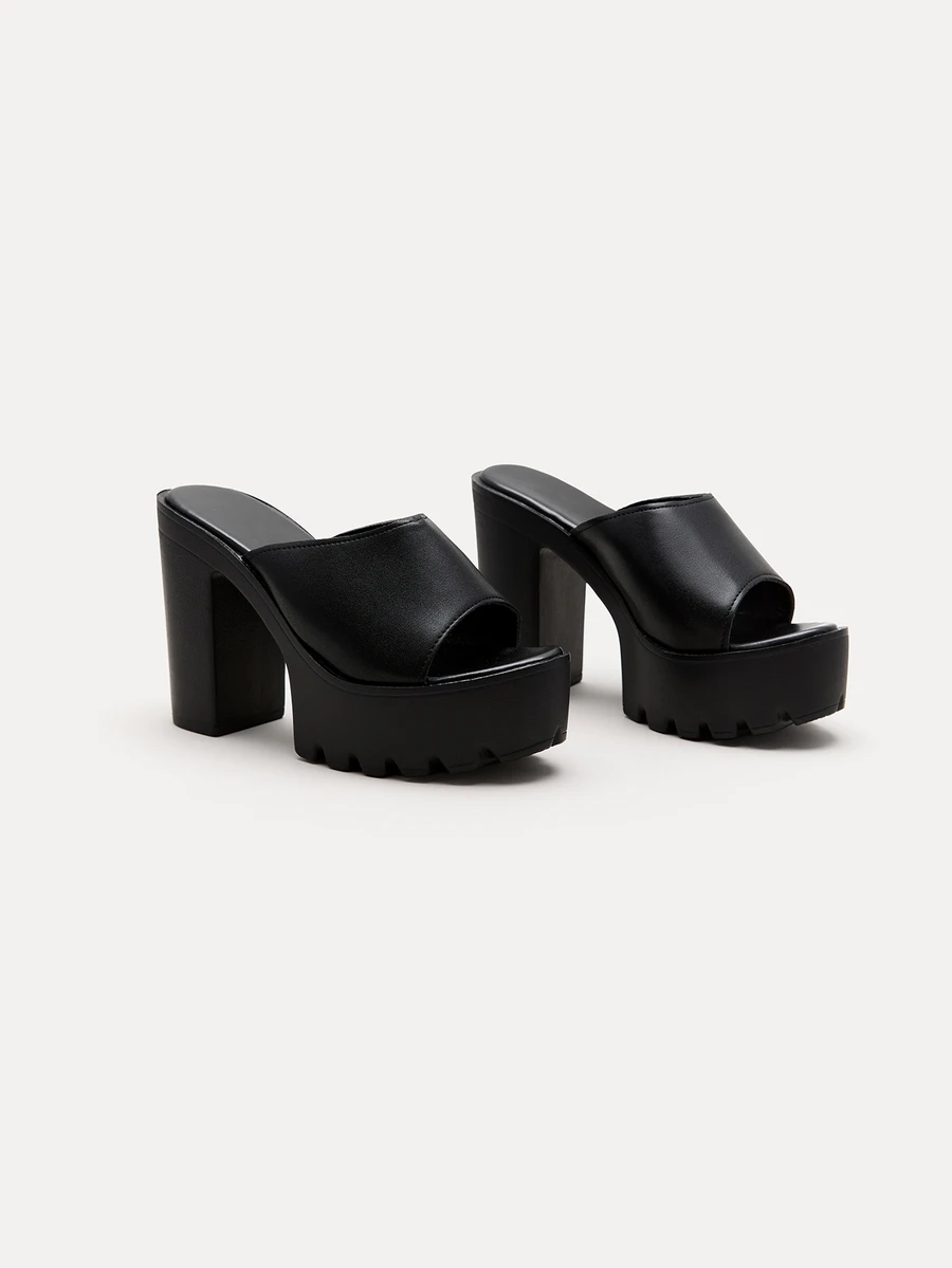 TuEzra 12cm Super High Heel Thick Sole Strap Party Sandals, Waterproof Platform Summer Outdoor Wear - Black - View 1