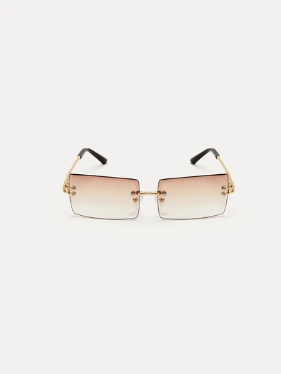 TuEzra 1副无框矩形渐变色时尚眼镜，适合夏季海滩度假、户外旅行等户外活动，休闲矩形镜框，适合外出穿搭、返校季等场合。