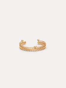 TuEzra 11/6/5 piezas Conjunto de joyería vintage elegante y casual de estilo resort para mujer, con pulsera, anillo de metal con diseño de flor y perla, adecuado para uso diario, fiesta y vacaciones - Oro 37 - Ver 4