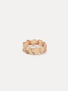 TuEzra 5 pièces Ensemble de bracelets larges en métal doré avec design géométrique vintage exagéré et luxueux, convient pour un port quotidien et en cadeau - Or rose - Voir 2