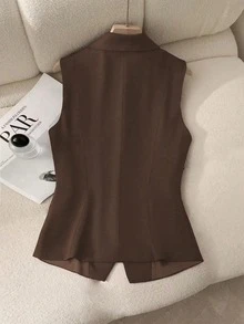 New Fashionable And Elegant Suit Vest, Casual Versatile Office Vest Waistcoat For Spring, Summer And Autumn - Coffee Brown - View 2