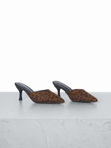 CHICVUE Leopard Print Closed Toe Slippers, Pointed Toe High Heel Sandals For Women, Slip-On Mules, New Spring Collection - Leopard - View 1