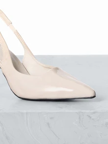 CHICVUE Women's Pointed Toe Kitten Heel Slip-On Sandals - Khaki - View 5