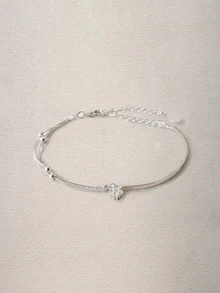 1 Miếng Ngôi sao & Một nửa Vòng tay Một nửa Thiết kế dây xích Hai lớp Vòng tay Đối với phụ nữ , Đơn giản & , Phong cách - Bạc - Xem 2