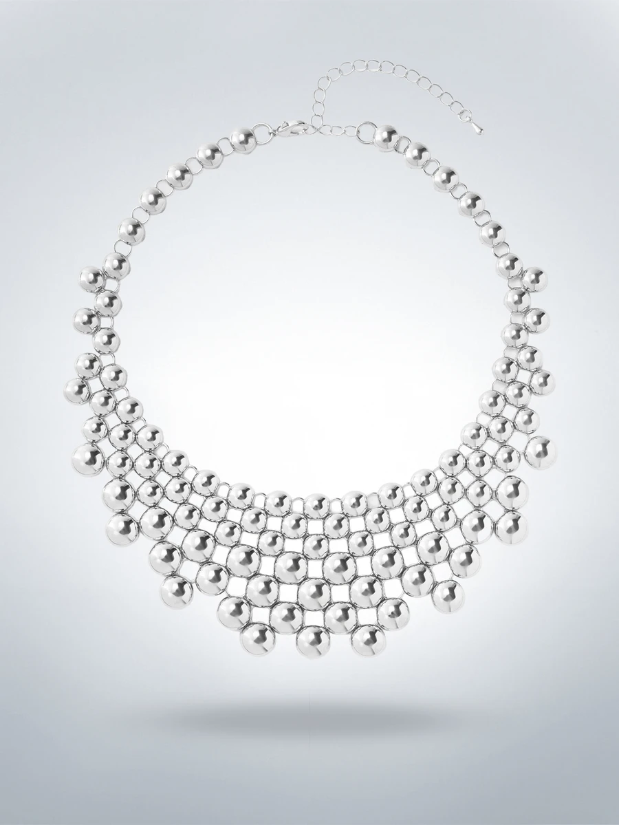 Rollcall 1pc Fashionable & Chic Bun Shaped Pendant Necklace, Elegant Daily Wear - Silver - View 1