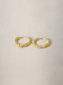 Hatastic Textured Metal Hoop Earrings Back To School - Yellow Gold - View 1