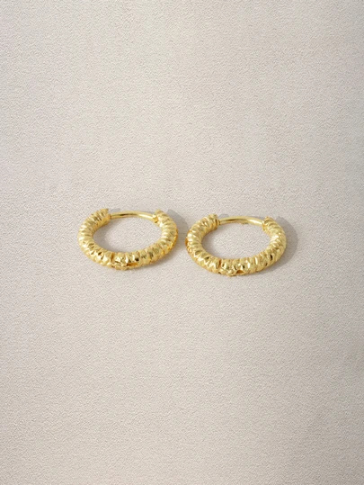 Hatastic Textured Metal Hoop Earrings