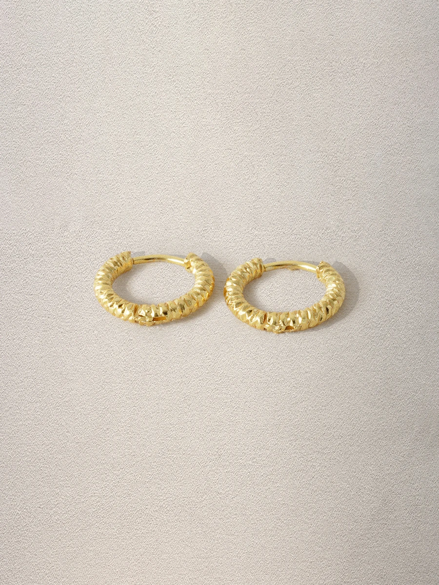 Hatastic Textured Metal Hoop Earrings Back To School - Yellow Gold - View 1