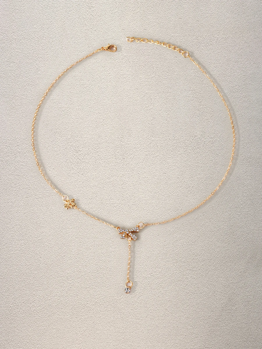 1pc Women's Rhinestone Butterfly Pendant Necklace, Suitable For Daily Wear - Gold - View 1