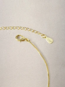 1pc Elegant And Delicate Faux Pearl Rope Ends With Moon Pendant Necklace, Clavicle Chain, Gift - Yellow Gold - View 5